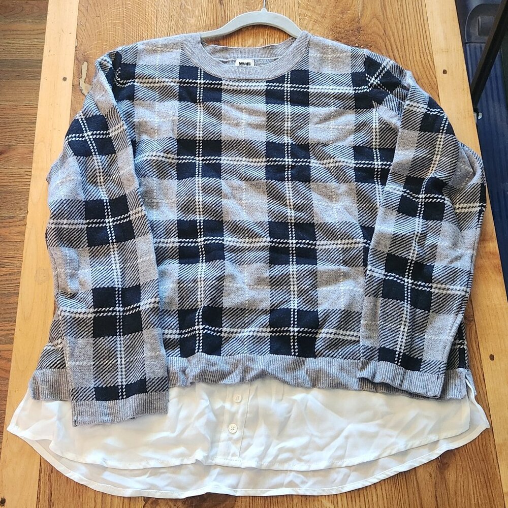 Anne klein Plaid 2fer sweater